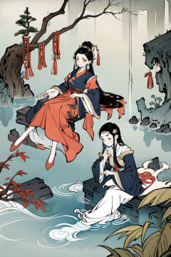 贾澳采集到AI-国风人物词组练习