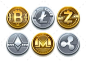 Digital Vector Cryptocurrency Coins Icons Set With Bitcoin for $5 - Envato Market #BestDesignResources
