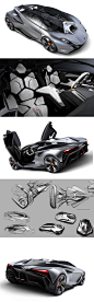 Lamborghini Perdigon - Great supercar design sketches & 3D