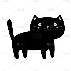 黑猫小猫咪图标。有趣的脸。可爱的卡瓦伊卡通人物。情人节快乐。婴儿贺卡T恤贴纸模板.斯堪的纳维亚风格。