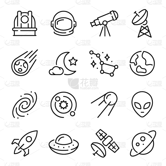 绘画插图,计算机图标,矢量,空间和天文学...