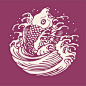 日式和风仙鹤底纹花纹中式复古植物花草背景图案喷印刷矢量素材图ai锦鲤鱼装饰画