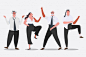 Cartoon character design illustration. Business team dancing at the party Celebrate success Free Vector