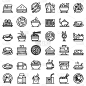 Lunch icons set, outline style