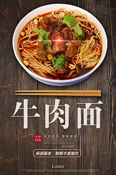 美食面食牛肉拉面海报