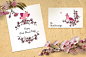 漂亮的日本樱花和粉红色鸟 Pink Japanese Bird - Floral set :  