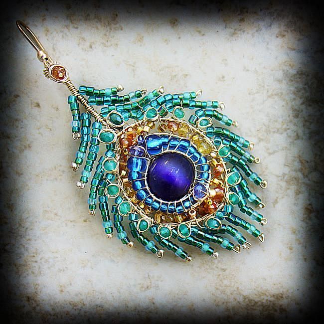 Beaded peacock feath...