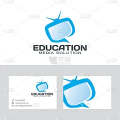 教育媒体矢量标志与名片模板