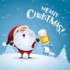 圣诞快乐!圣诞老人和啤酒。