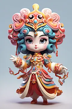 京剧人物脸谱扮相人物模型