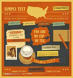 精美美国西部复古怀旧信纸相片图标标签