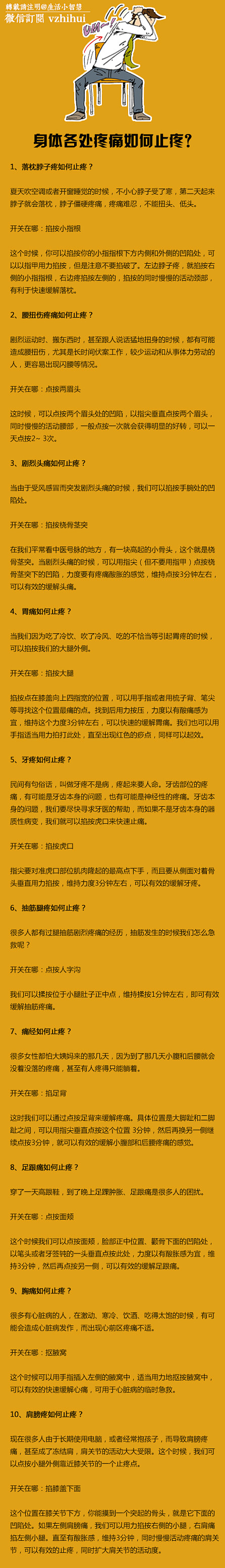 【身体各处疼痛如何止疼？】日常生活中人经...