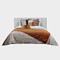 MISSLAPIN 简约现代轻奢样板房卧室灰色橘色搭全棉四件套床品套件-淘宝网
