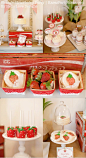 Vintage Strawberry + Strawberry Shortcake themed birthday party via Karas Party Ideas.com #vintage #strawberry #birthday #party #shortcake #themed #girl #1st #baby #shower #planning #ideas #cake #idea #decor