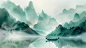 
a dragon boat, a Chinese dragon-shaped boat, Chinese landscape painting, white and green, minimalist, 8K