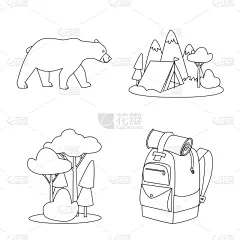 分离着色,一个物体,符号,背包客,野餐,野生动物,环境,旅行,布置,休闲