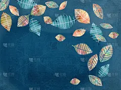 秋天的插画，落下的手画的叶子。