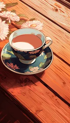 唯美二十四节气霜降菊花茶插画