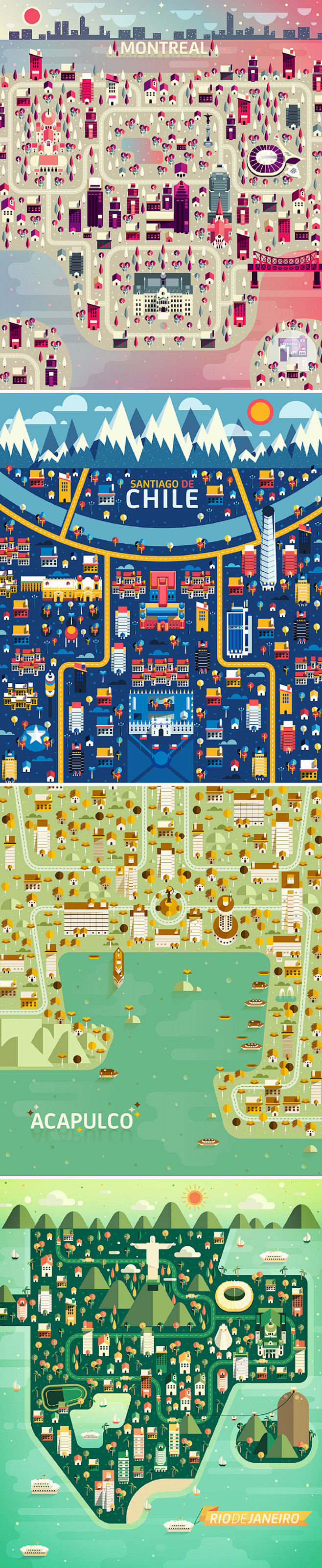【34个世界著名城市的超赞地图画法】设计...