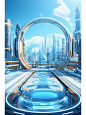 Midjourney|电商游戏科技建筑场景C4D风格 - 小红书