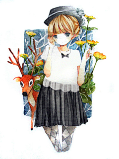 小落兔子采集到彩铅插画