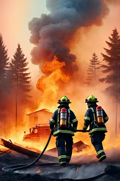 消防安全消防员救火背影摄影图片