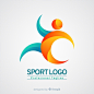 Free vector sport logo template with abstract shapes