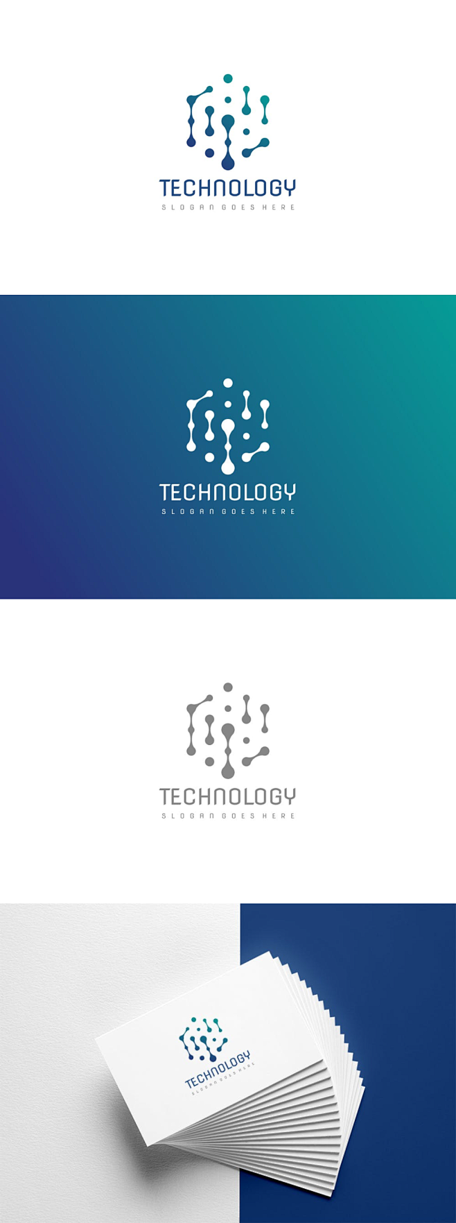 高科技质感的DNA基因技术标志logo