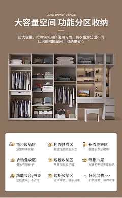 衣柜简约现代经济型组装家用卧室环保木质轻奢柜子四五六门大衣橱-淘宝网