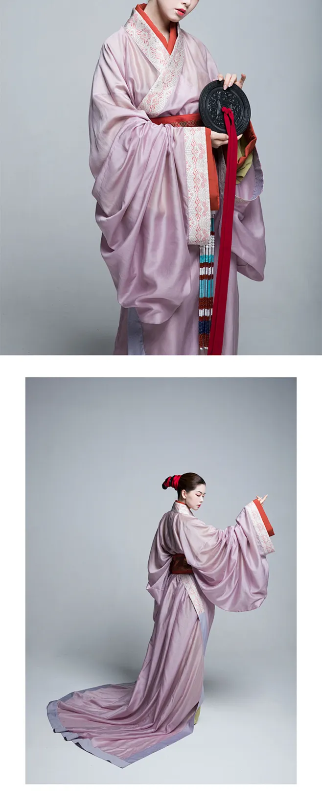 【纨绮】春秋战国先秦马山楚墓粉紫复原直裾男女汉服——芷-淘宝网-花瓣网