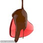 关闭巧克力糖浆泄漏心脏形状符号
close up chocolate syrup leaking over heart shape symbol