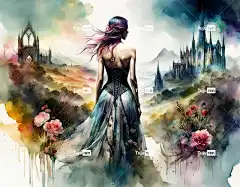 Ai产生的 女士 哥特 梦想世界 梦想 结构 水彩 艺术 景观