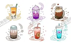 手绘奶茶 【酷图网】手绘奶茶,手绘果茶,手绘插画,水彩画,免扣素材,水果柠檬茶,蜂蜜柚子茶,手绘咖啡