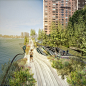 wHY proposes undulating park for cyclists and runners along New York's East River : The landscape and urban design studio of US architecture practice wHY has developed this proposal to oscillate a bicycle and pedestrian pathways along the East River of Ma