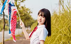 鲤鱼旗美少女日系唯美写真电脑高清桌面壁纸