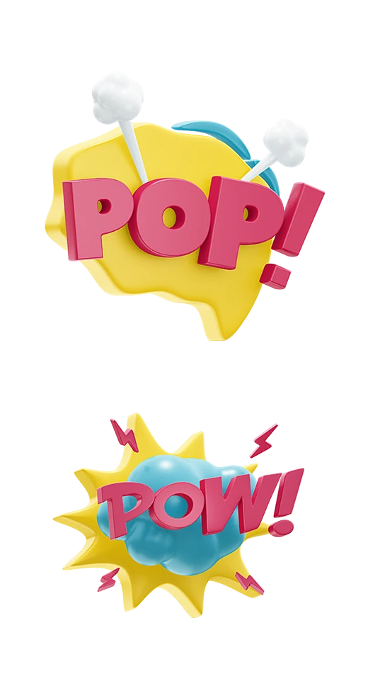 潮流POP动漫卡通3D立体英文贴纸插图海报设计素材_PNG免抠：-花瓣网