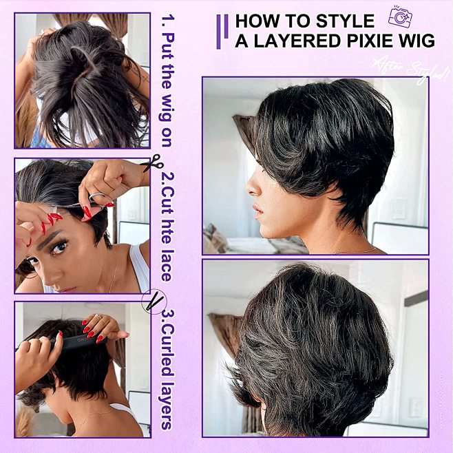 Amazon LUVME HAIR 6 Inch Short Pixie Cut Wig Human Hair 5x5 Side 