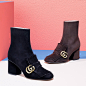 Gucci Marmont GG Suede Block-Heel Booties