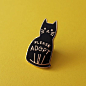 A little homage to all the black cats in the world, who have the lowest adoption and highest euthanasia rate. 20% of sales will be donated to SPCA! Gold plated enamel pin with rubber clasp in the back. 1.25" tall x 0.75" wide.: 