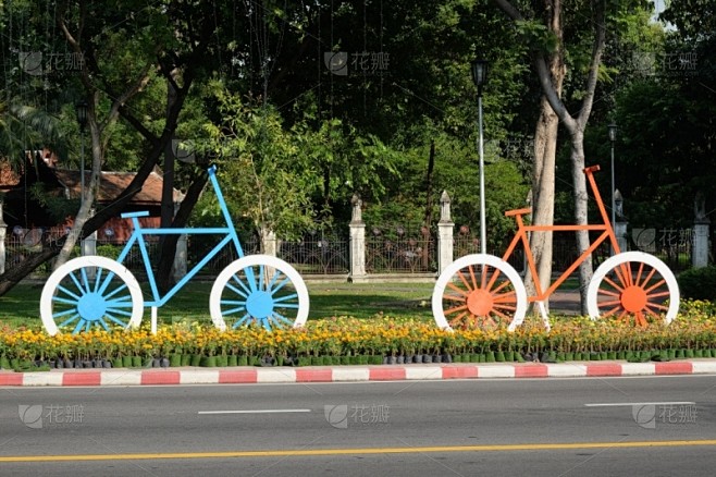 街道,曼谷,停车楼,华丽的,骑自行车,城...