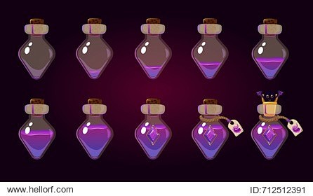 游戏图标的魔法紫色长生不老药。游戏的接口...