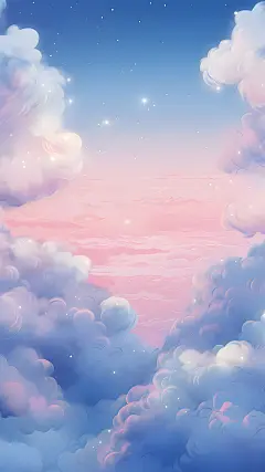 花瓣素材_通用插画梦幻感云彩天空风景场景背景图片_193322433