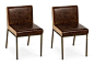 Bronze Leather Dining Chairs, Pair