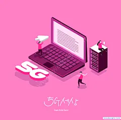 10款2.5D手绘卡通5G网络时代通讯移动互联网速AI矢量插画设计 素材格式: ai-爱设计爱分享c