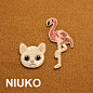 NIUKO 刺绣画贴布 背胶烫印布贴DIY 火烈鸟 白猫头 精致布贴 布标-淘宝网