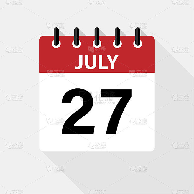 七月矢量平日日历图标。日期和时间，日，月。假期。