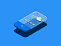 Robinhood // Blue blue weather speaker dice monopoly record player phone learn robinhood isometric illustration