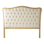 Lille French Country Natural Oak Linen Tufted Headboard- Queen - Old World glamour is mixed with classic French and European design. With elegant curves and button tufting, the Lille Headboard reflects the luxurious design and craftsmanship of the Louis X