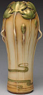 Amphora Ceramic Vase Decorated with Flowers.