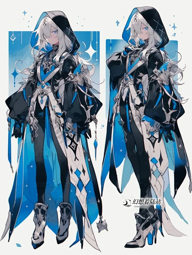 人设｜服设蓝色系骑士服-花瓣网